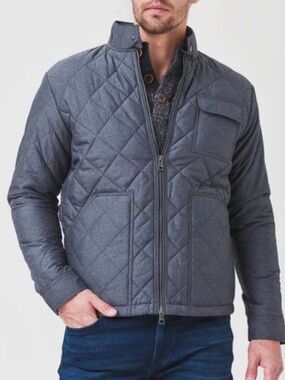 Peter Millar Norfolk Quilted Blue Bomber Jacket Size Large